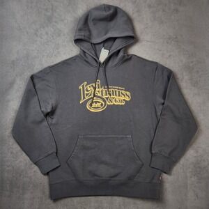 Levis Hoodie Men Medium Gray 2 Horse Phantom Graphic Relaxed Pullover Sweatshirt
